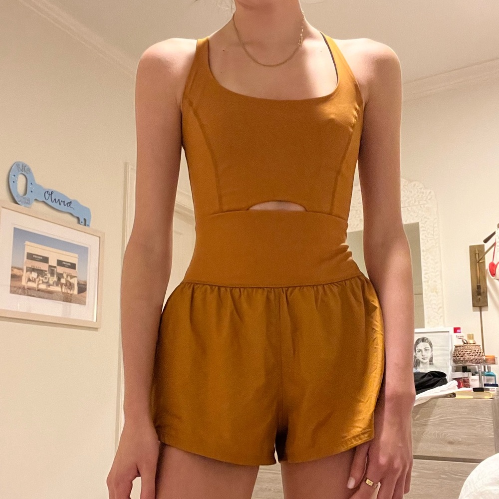 Free People Mustard Cutout Romper